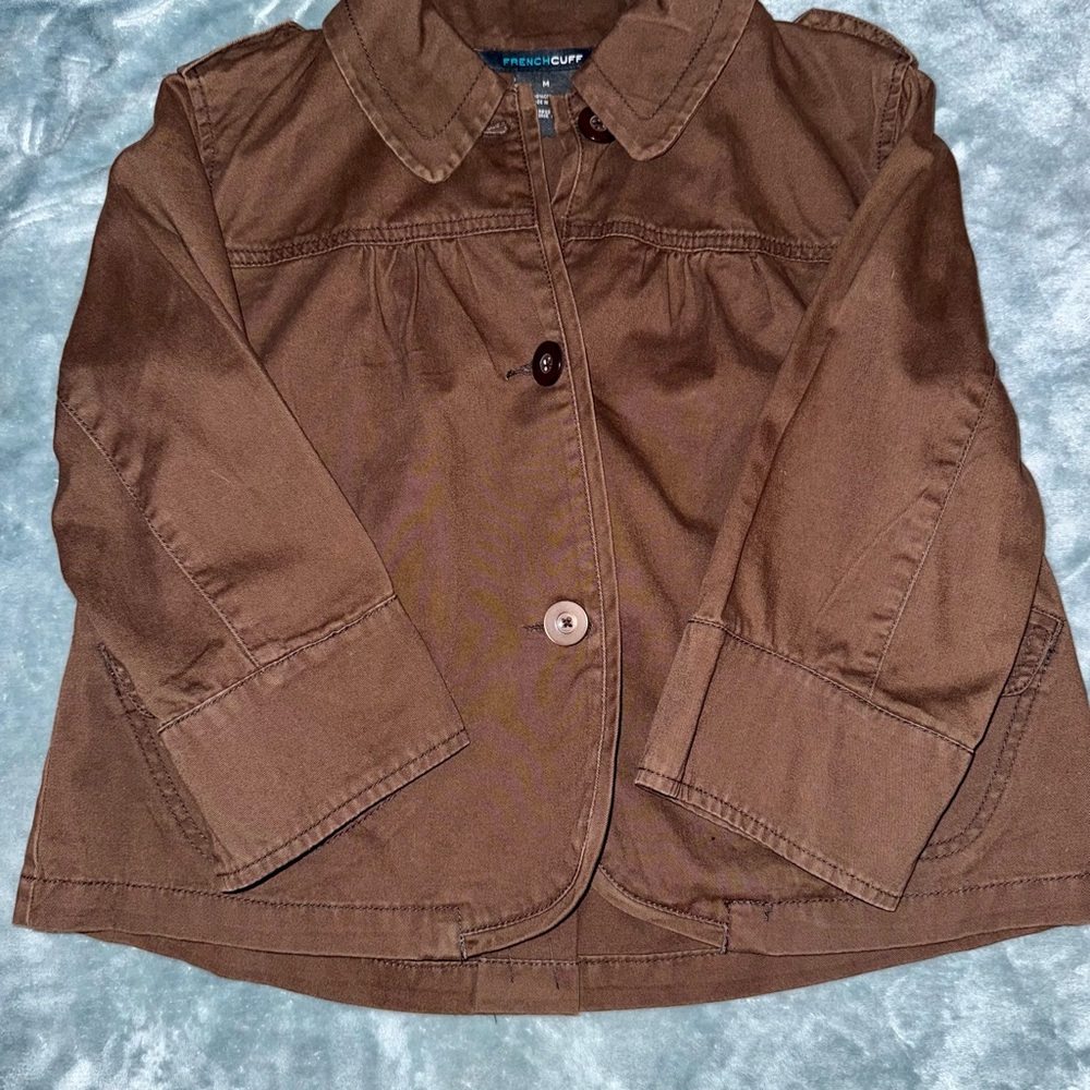 French Cuff Kids Brown Jean Jacket